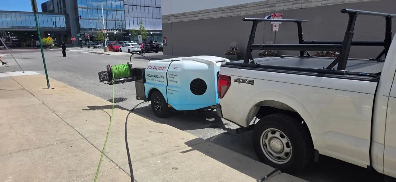 High-pressure water for drain and sewer buildup.